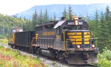 train on rails in wilderness in anchorage alaska 