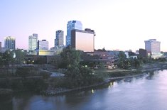 view of city from water in little rock arkansas