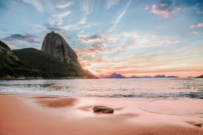 sea shore view of ocean and landscape in rio de janeiro brazil