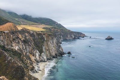 pacific ocean along the cliffs of monterey california