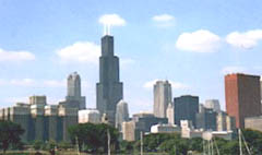 city building against the skyline in chicago illinois