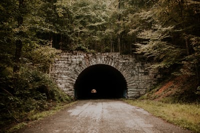 road through tunnel in great falls montana usa